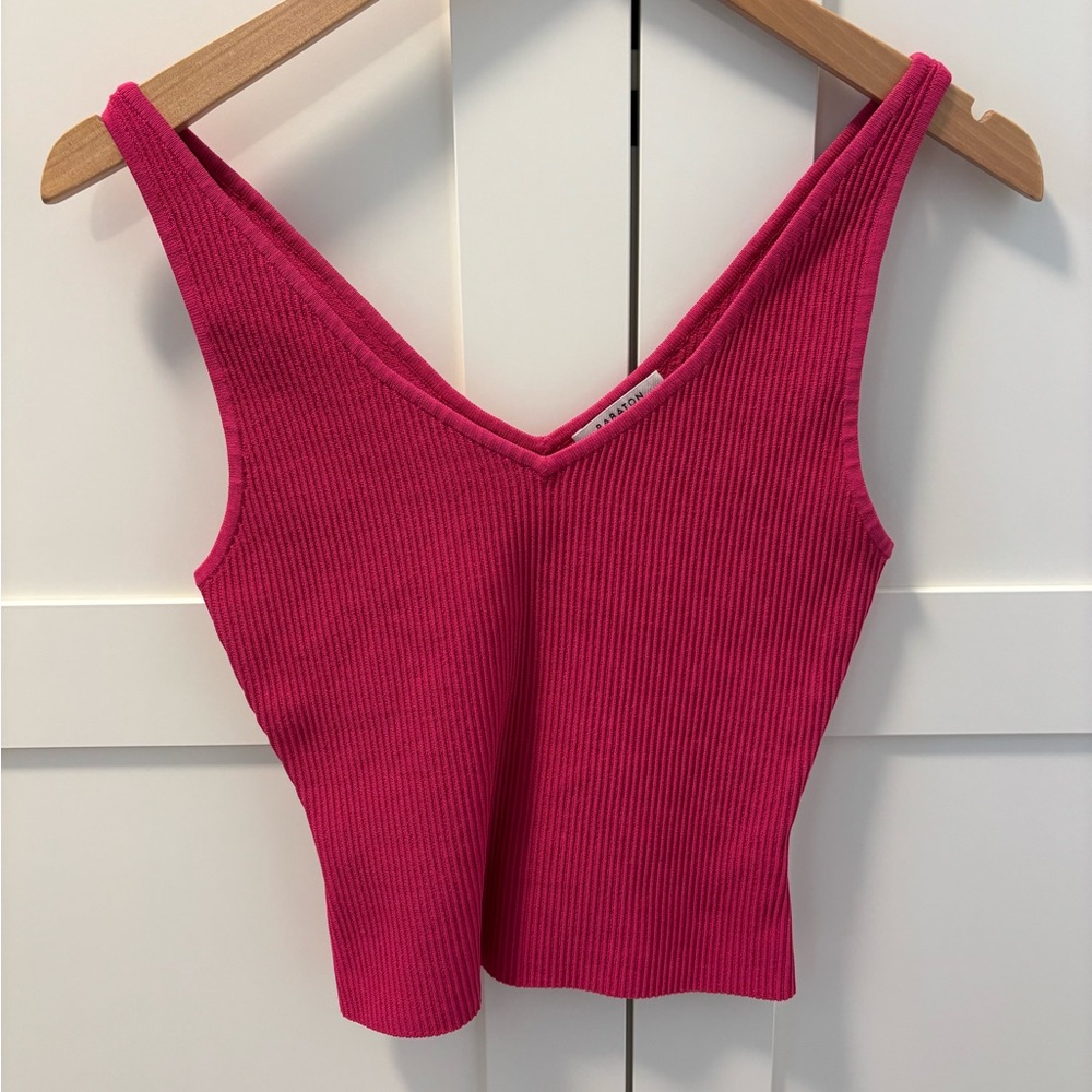 Babaton Pink sculpt knit tank